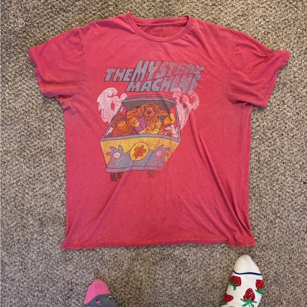 Red Graphic T-Shirt with Mystery Machine Design